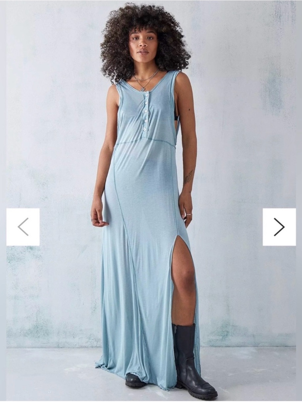 FREE PEOPLE INTIMATELY Have To Have It Maxi Tee Blue LARGE NWT